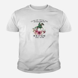 Pferdeliebhaber Kinder Tshirt Einfache Frau - Liebe zu Pferden & Wein - Seseable