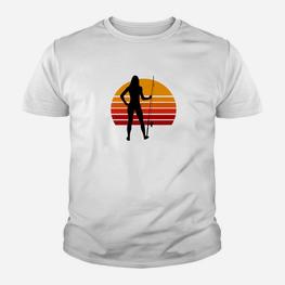 Retro Gitarrenspieler Silhouette Kinder Tshirt, Sonnenuntergang Design - Seseable