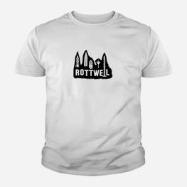Rottweiler Hunde Silhouette Berg Design Weißes Kinder Tshirt - Seseable
