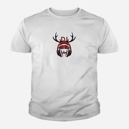 Weißes Kinder Tshirt für Herren mit Hirschgeweih & Basketball-Design - Seseable