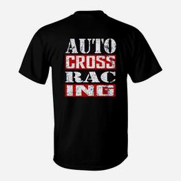 Auto Cross Racing Herren T-Shirt, Motorsport Schwarz Tee - Seseable