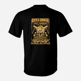 Biker T-Shirt Schwarz, Spruch Familie Pistole Motorrad - Seseable