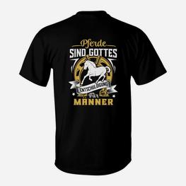 Schwarzes Herren T-Shirt mit Pferde-Motiv, Spruch für Reiter - Seseable