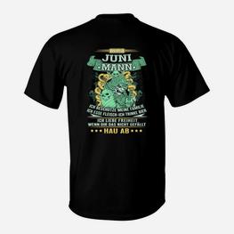 Schwarzes Juni-Geburtstags-T-Shirt für Männer, Lustige Spruch Grafik - Seseable