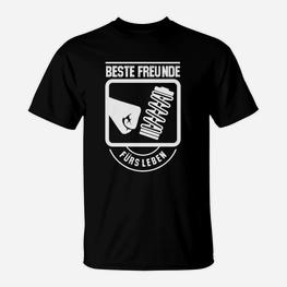 Beste Freunde fürs Leben T-Shirt, Schwarzes Tee mit Fäusten Motiv - Seseable