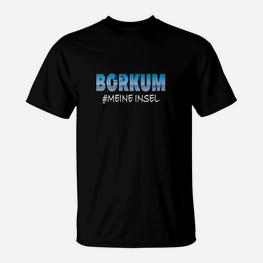 Borkum #MeineInsel Schriftzug T-Shirt, Souvenir Schwarz Tee - Seseable