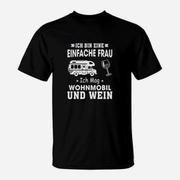 Camping und Weinliebhaber Damen-Shirt, Einfache Frau – Wohnmobil & Wein - Seseable