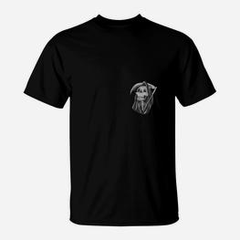 Grim Reaper Schwarz T-Shirt, Grafikdruck Tee für Gothic Style - Seseable