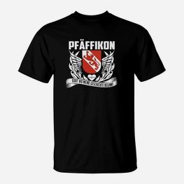Pfäffikon Wappen Grafik-T-Shirt, Schwarz mit Stolz Slogan - Seseable