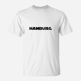 Hamburg-Schriftzug Klassisches T-Shirt in Weiß, Souvenir Design Tee - Seseable