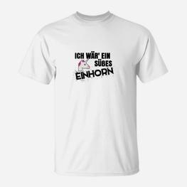 Lustiges Einhorn T-Shirt für Herren Ich war ein süßes Einhorn, Weiß - Seseable