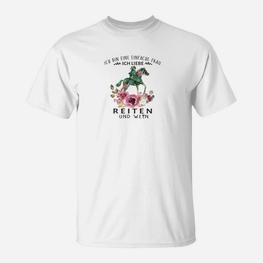 Pferdeliebhaber T-Shirt Einfache Frau - Liebe zu Pferden & Wein - Seseable