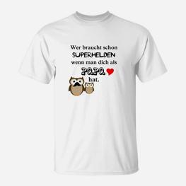 Superheld Papa T-Shirt mit Comic Eulen Design, Lustiges Vatertag Tee - Seseable