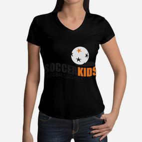 Kinder-Fußball-T-T-Shirt mit V-Ausschnitt mit V-Ausschnitt Soccer Kids, Schwarz mit Logo-Design - Seseable De