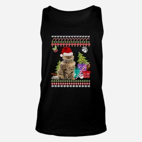 Festliches Katzen Weihnachts Unisex TankTop, Ugly Sweater Design - Seseable De