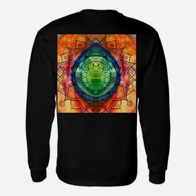 Mandala-Kunstdruck Schwarzes Langarmshirts, Buntes Geometrisches Design - Seseable De