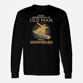 Alter Mann Mit Einem Snowboard  Langarmshirts - Seseable De
