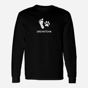 Dreamteam Schwarzes Langarmshirts mit Fuß- & Pfotenabdruck für Tierfreunde - Seseable De