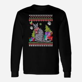 Festlicher Katzen-Weihnachtspullover Langarmshirts, Witziges Design für Weihnachten - Seseable De