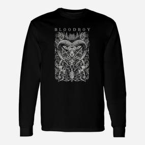 Gothic Herz Schwarzes Langarmshirts mit Bloodboy Grafik, Gruseliges Design - Seseable De