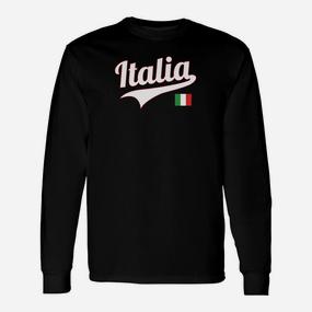 Italien Fan-Langarmshirts Schwarz mit Italia Aufdruck & Nationalflagge - Seseable De