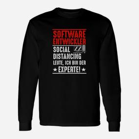 Lustiges Softwareentwickler Langarmshirts – Social Distancing Experte, Baumwollshirt für IT-Profis - Seseable De
