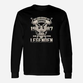 Personalisiertes 30. Geburtstag Langarmshirts, Legenden von 1987 Design - Seseable De