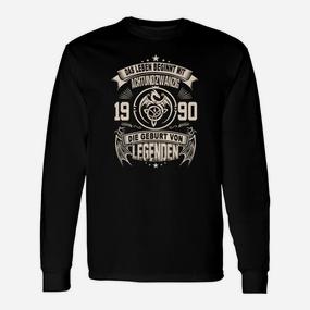 Vintage 1990 Legends Langarmshirts, Retro Geburtstagsmotiv für Jahrgang 1990 - Seseable De