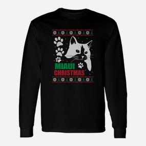 Weihnachtliches Katzen-Langarmshirts Meowy Christmas, Festliche Bekleidung - Seseable De