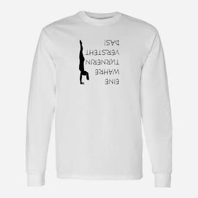 Herren Yoga-Pose Langarmshirts, Spiegeltext May The Inversion Be With You - Seseable De
