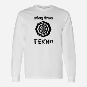 Tekno Hexagon Grafik Herren Weißes Langarmshirts, Stay True Design - Seseable De