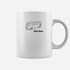 Vintage Bus Motiv Herren Tassen Live Free, Freiheitsliebendes Design - Seseable De