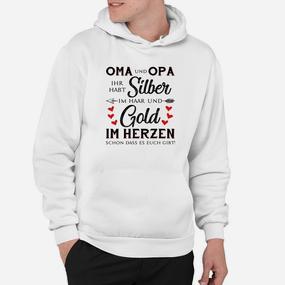 Oma und Opa Herzdesign Hoodie in Silber und Gold - Seseable De