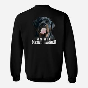 Schwarzes Bulldoggen Sweatshirt An alle meine Hasser, Humorvolles Outfit - Seseable De
