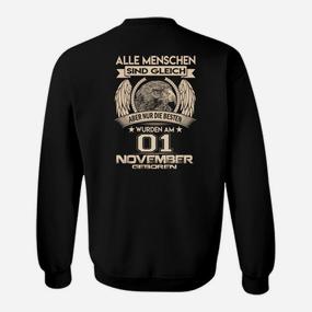 Schwarzes Sweatshirt mit Adler Motiv, Geburtstag 01. November - Seseable De