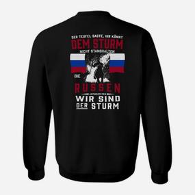 Schwarzes Sweatshirt: Patriotischer Slogan & Wolf, Wir sind der Sturm - Seseable De