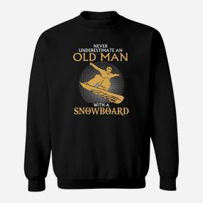 Alter Mann Mit Einem Snowboard  Sweatshirt - Seseable De