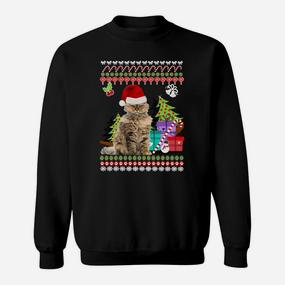 Festliches Katzen Weihnachts Sweatshirt, Ugly Sweater Design - Seseable De