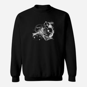Peace-Tech-No-Love Schwarzes Sweatshirt, Unisex Designermode - Seseable De