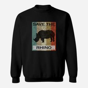 Rhinozeros Nashorn Rhino Vintage Style Retro Grunge Tiere Sweatshirt - Seseable De