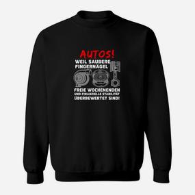 Schwarz Sweatshirt für Autofans, Sauber Finger - Freie Wochenenden Lustig - Seseable De