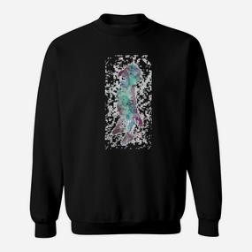 Schwarzes Sweatshirt mit abstraktem Seepferdchen-Design, Künstlerisches Tee - Seseable De
