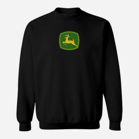 Schwarzes Sweatshirt mit Hirsch im grünen Kreis, Naturmotiv Mode - Seseable De