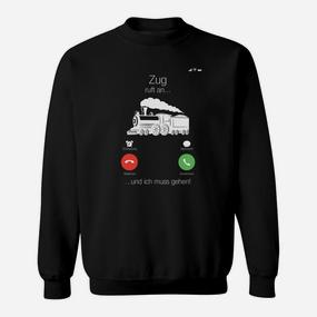 Zug-Motiv Schwarzes Sweatshirt, Lustiges Telefon-Witz Tee - Seseable De