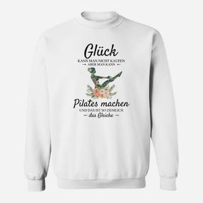 Pilates-Humor Sweatshirt: Glück durch Pilates, Lustiges Weißes Sweatshirt - Seseable De