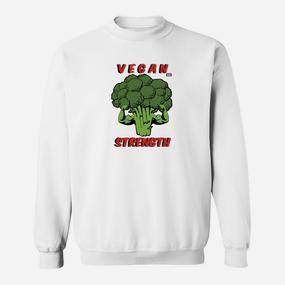 Vegan Strength Brokkoli Motiv Sweatshirt für Herren, Motivations-Design - Seseable De