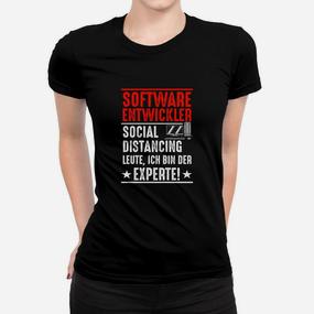 Lustiges Softwareentwickler Frauen Tshirt – Social Distancing Experte, Baumwollshirt für IT-Profis - Seseable De