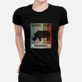 Rhinozeros Nashorn Rhino Vintage Style Retro Grunge Tiere Frauen T-Shirt - Seseable De