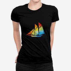 Silhouette Segelschiff Boot Bunt Geschenk Frauen T-Shirt - Seseable De