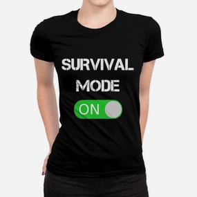 Survival Mode On Grafik-Frauen Tshirt in Schwarz, Outdoor Abenteuer Tee - Seseable De
